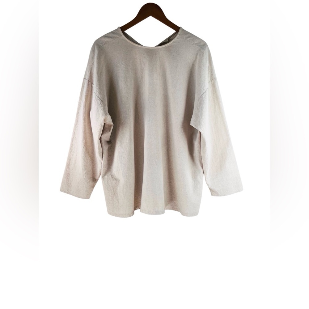 April Meets October Easy Tunic Top Long Sleeve Cream One Size